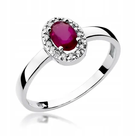 Złoty Pierścionek 585 Rubin Diament Prezent Grawer