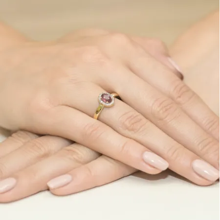 Złoty Pierścionek 585 Rubin Diament Prezent Grawer