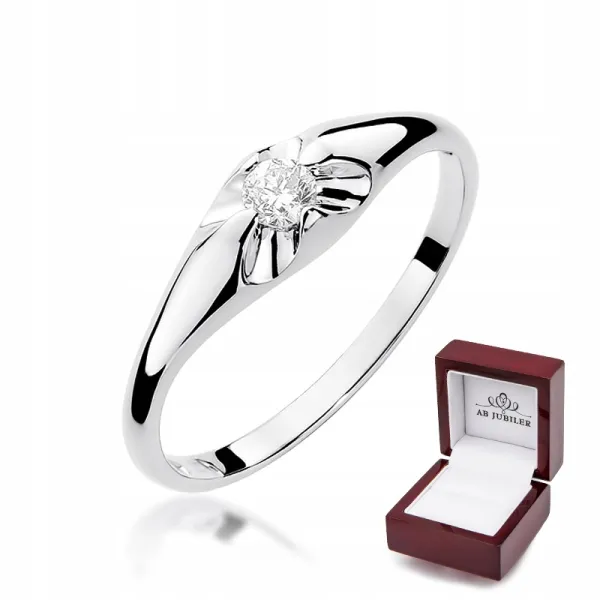 Pierścionek Zaręczynowy Brylant Białe Złoto 585