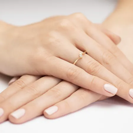 Pierścionek Białe Złoto 585 Brylant Prezent 