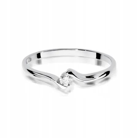 Pierścionek Białe Złoto 585 Brylant Prezent 