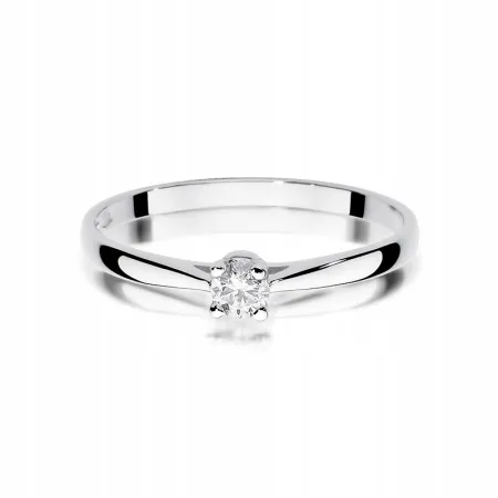 Pierścionek Białe Złoto Brylant 0,15ct 585 Prezent