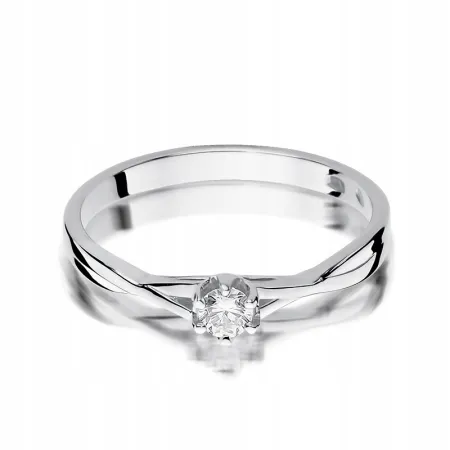 Złoty 585 Pierścionek Zaręczynowy Brylant 0,12ct