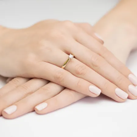 Złoty Pierścionek 585 Zaręczynowy Brylant 0,30ct