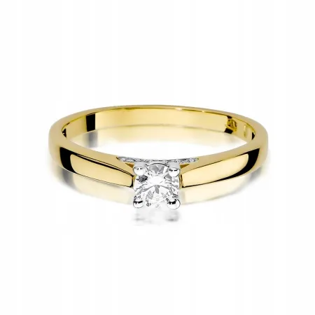 Złoty Pierścionek 585 Zaręczynowy Brylant 0,30ct