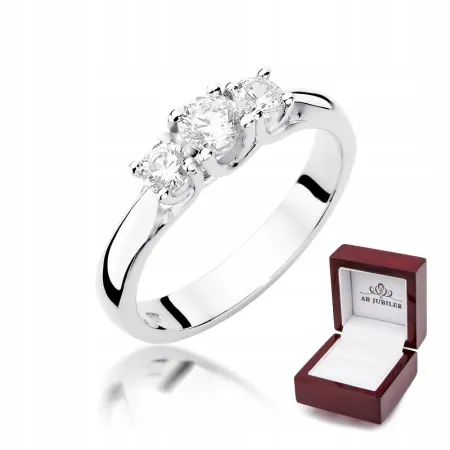 Zaręczynowy 585 Pierścionek Brylanty Białe Złoto