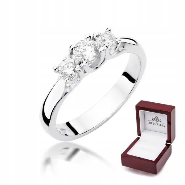 Zaręczynowy 585 Pierścionek Brylanty Białe Złoto