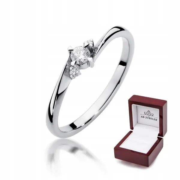 Pierścionek Brylant 0,12ct Białe Złoto Próba 585