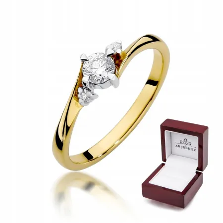 Złoty Zaręczynowy 585 Pierścionek Brylant 0,28ct