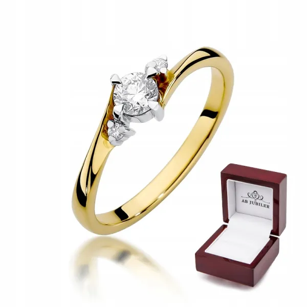 Złoty Zaręczynowy 585 Pierścionek Brylant 0,28ct