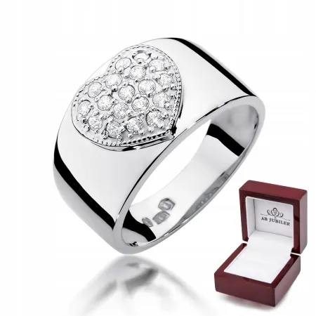 Pierścionek Białe Złoto 585 Serce Brylanty 0,26ct