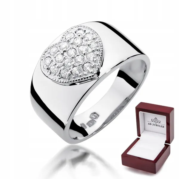 Pierścionek Białe Złoto 585 Serce Brylanty 0,26ct