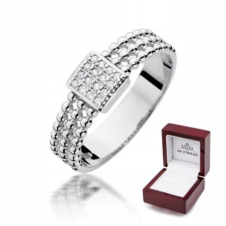 Pierścionek Zaręczynowy 585 Brylanty Białe Złoto