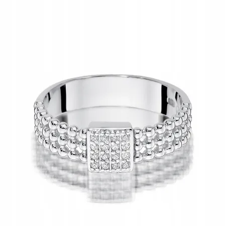 Pierścionek Zaręczynowy 585 Brylanty Białe Złoto