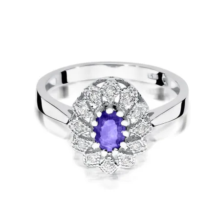 Pierścionek Zaręczynowy Tanzanit Diamenty Grawer