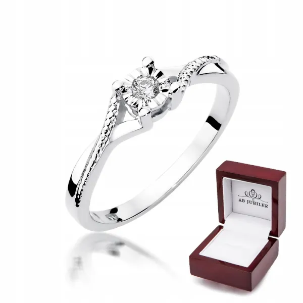 Pierścionek 585 Białe Złoto Zaręczynowy Brylant