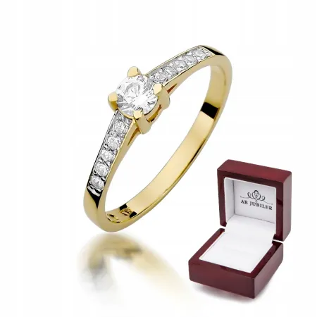 Złoty 14K Pierścionek Brylanty 0,44ct Prezent