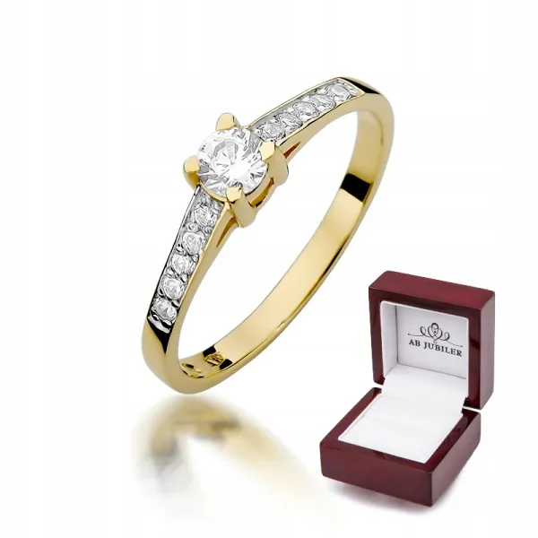 Złoty 14K Pierścionek Brylanty 0,44ct Prezent