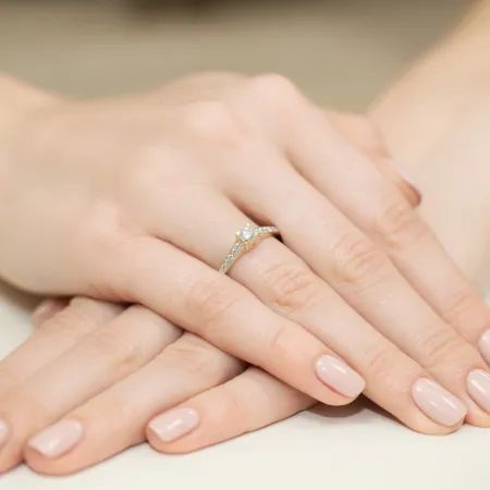 Złoty 14K Pierścionek Brylanty 0,44ct Prezent