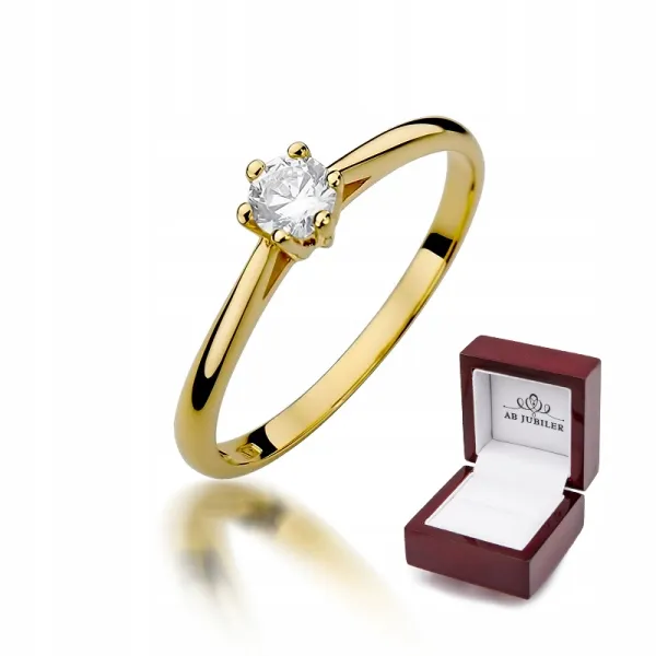 Złoty Pierścionek 585 Zaręczynowy Brylant 0,15ct