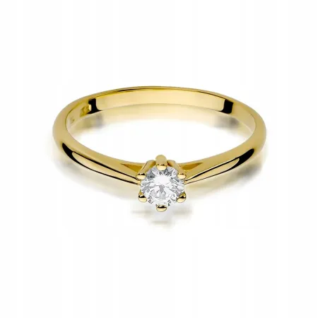 Złoty Pierścionek 585 Zaręczynowy Brylant 0,15ct