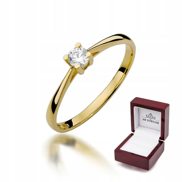 Złoty 585 Pierścionek Zaręczynowy Brylant 0,15ct