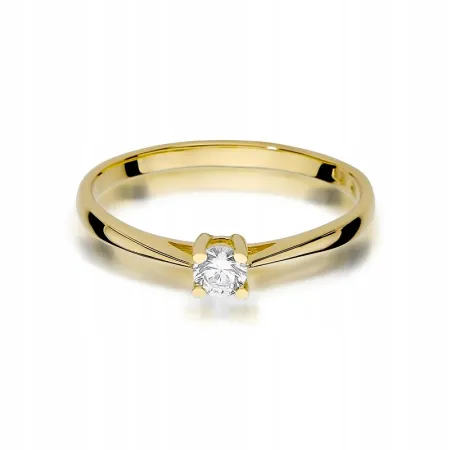 Złoty 585 Pierścionek Zaręczynowy Brylant 0,15ct