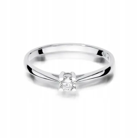 Złoty 585 Pierścionek Zaręczynowy Brylant 0,15ct