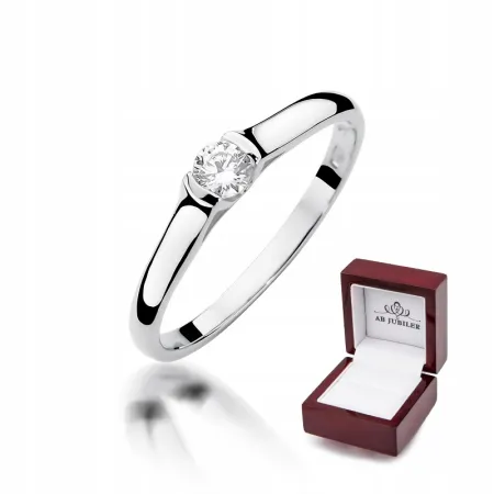 Złoty 585 Pierścionek Zaręczynowy Brylant 0,15ct