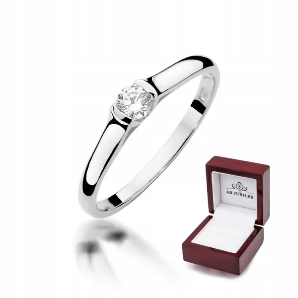 Złoty 585 Pierścionek Zaręczynowy Brylant 0,15ct