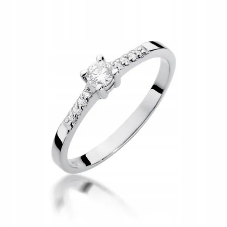 Złoty Pierścionek Brylant 0,22ct Próba 585 Grawer