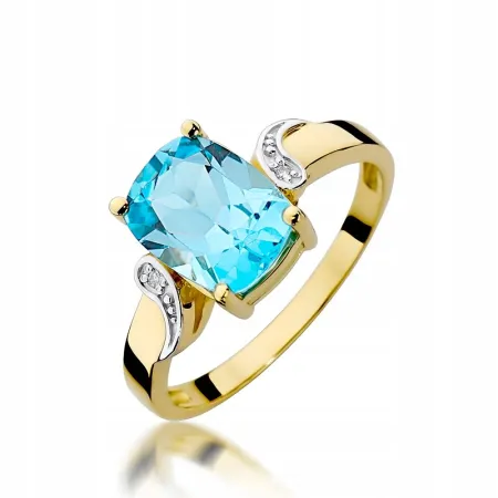 Pierścionek 585 Białe Złoto Topaz 2,40ct Brylanty