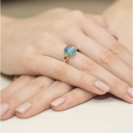 Pierścionek 585 Białe Złoto Topaz 2,40ct Brylanty