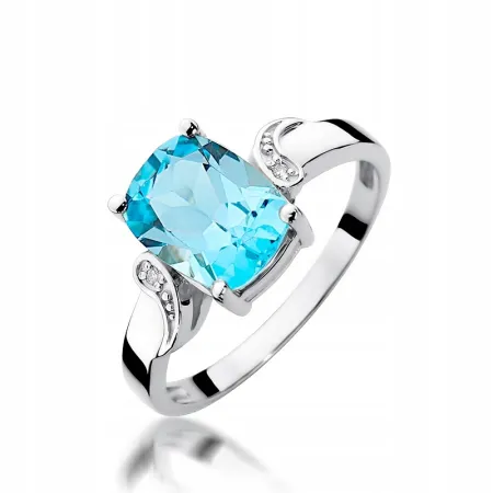 Złoty Pierścionek Topaz Brylanty Próba 585 Grawer