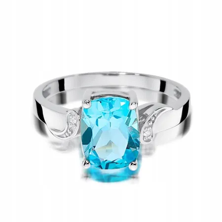 Złoty Pierścionek Topaz Brylanty Próba 585 Grawer