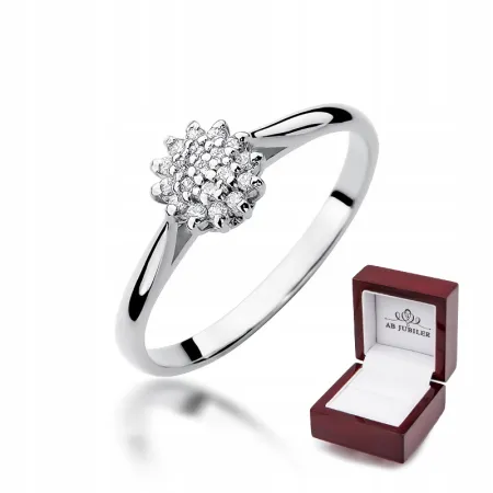 Pierścionek 585 Zaręczynowy Brylanty Białe Złoto