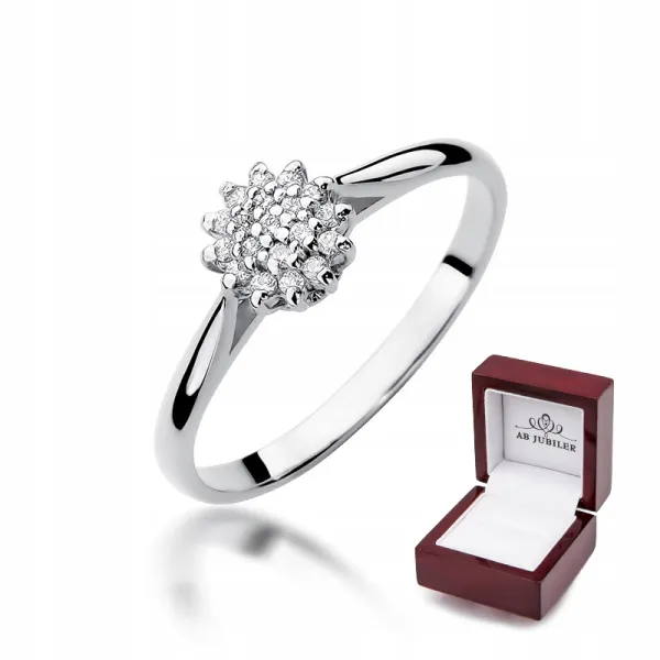 Pierścionek 585 Zaręczynowy Brylanty Białe Złoto