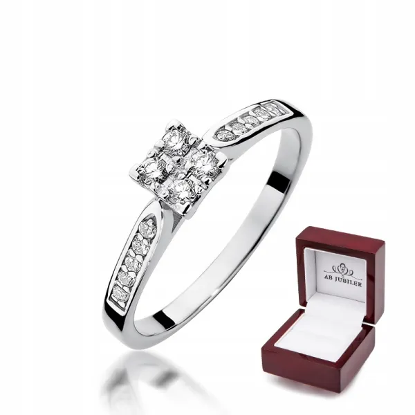 Pierścionek Brylanty Próba 585 Białe Złoto Grawer