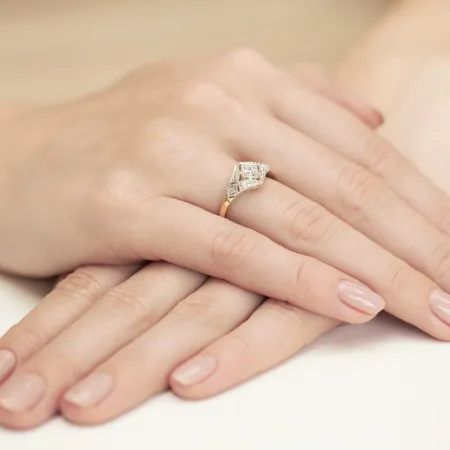 Pierścionek 14K Białe Złoto Brylant 0,19ct Prezent