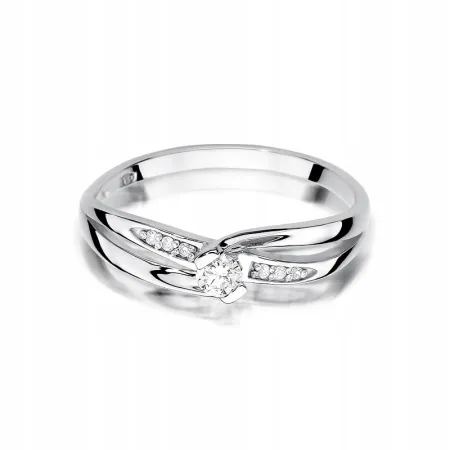 Pierścionek Złoty 585 Zaręczynowy Brylanty 0,13ct