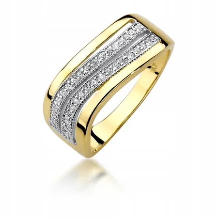 Pierścionek 585 Białe Złoto Brylant Grawer Prezent