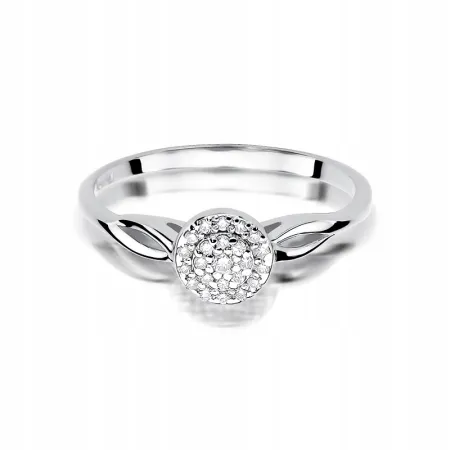 Pierścionek 585 Białe Złoto Brylant 0,12ct Prezent