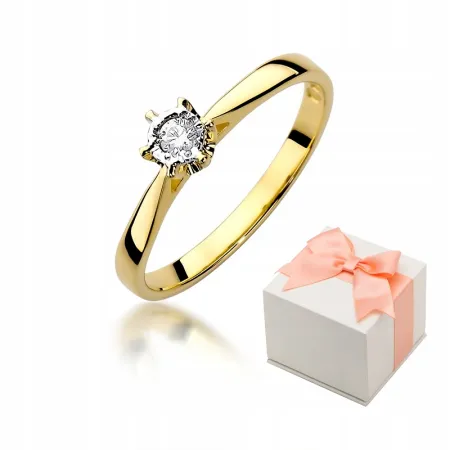 Złoty Pierścionek Zaręczynowy Brylant Próba 585