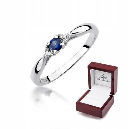 Pierścionek Zaręczynowy 585 Szafir Diamenty