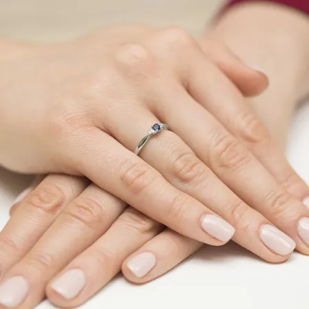 Pierścionek Zaręczynowy 585 Szafir Diamenty