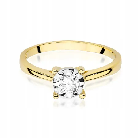 Złoty Zaręczynowy 585 Pierścionek Brylant 0,20ct