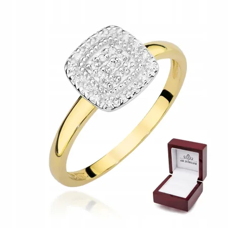 Złoty Pierścionek Brylanty 0,13ct Próba 585 Grawer