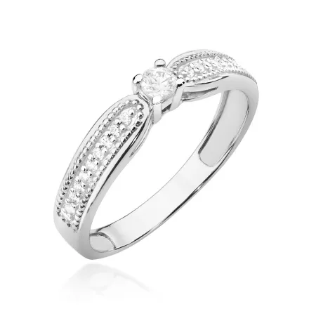 Złoty 585 Elegancki Pierścionek Brylanty 0,17ct