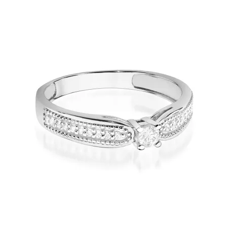 Złoty 585 Elegancki Pierścionek Brylanty 0,17ct
