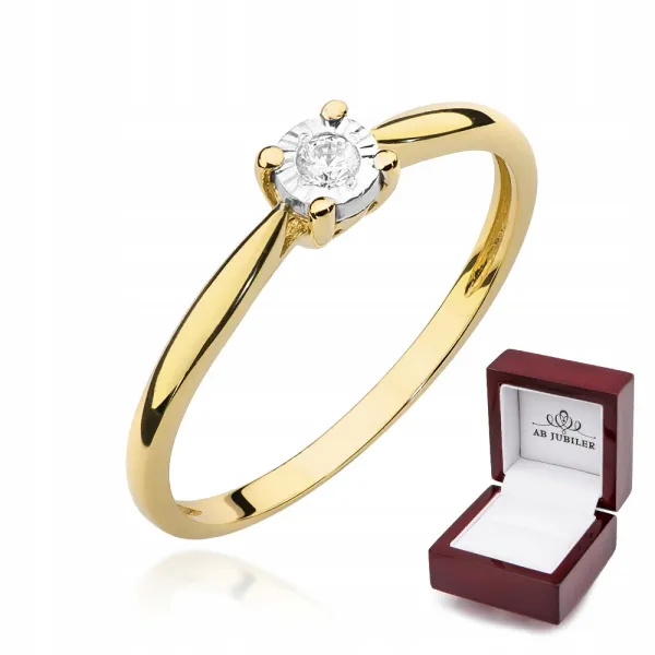 Złoty Pierścionek Zaręczynowy Brylant 0,08ct